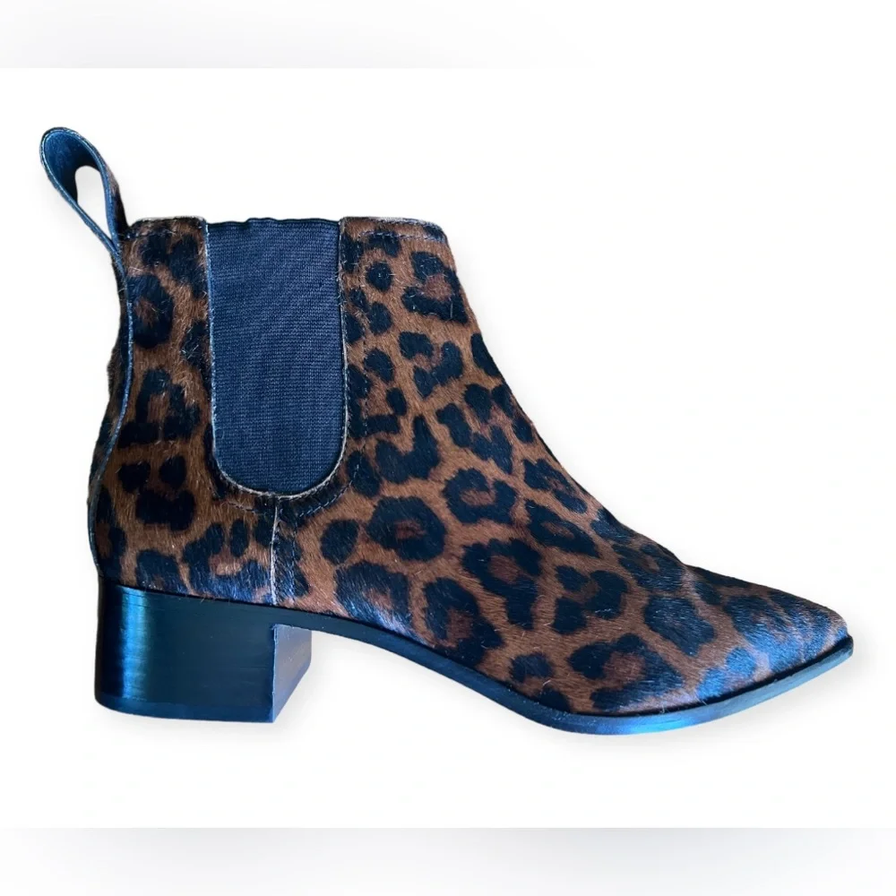Loeffler Randall Women’s Booties Nellie Leopard Print Calf Hair Brown Boots 9.5 - Picture 8 of 12